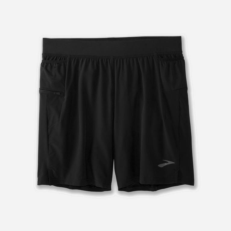 Brooks Sherpa 7 2-In-1 Mens Running Shorts - Black - Philippines (720361YUS)